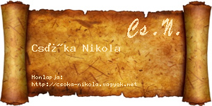 Csóka Nikola névjegykártya